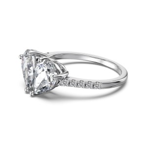 925 Sterling Silver Pave Band Spliced Double Pear Zircon Ring 70200393 925 Sterling Silver Pave Band Spliced Double Pear Zircon Ring 70200393