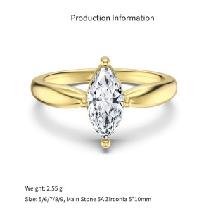925 Sterling Silver Marquise Zirconia Solitaire Stacking Ring 70200394 925 Sterling Silver Marquise Zirconia Solitaire Stacking Ring 70200394