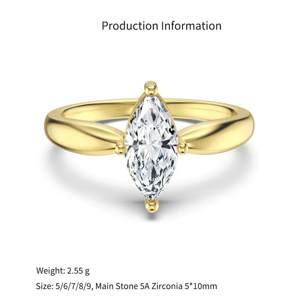 925 Sterling Silver Marquise Zirconia Solitaire Stacking Ring 70200394 - image4