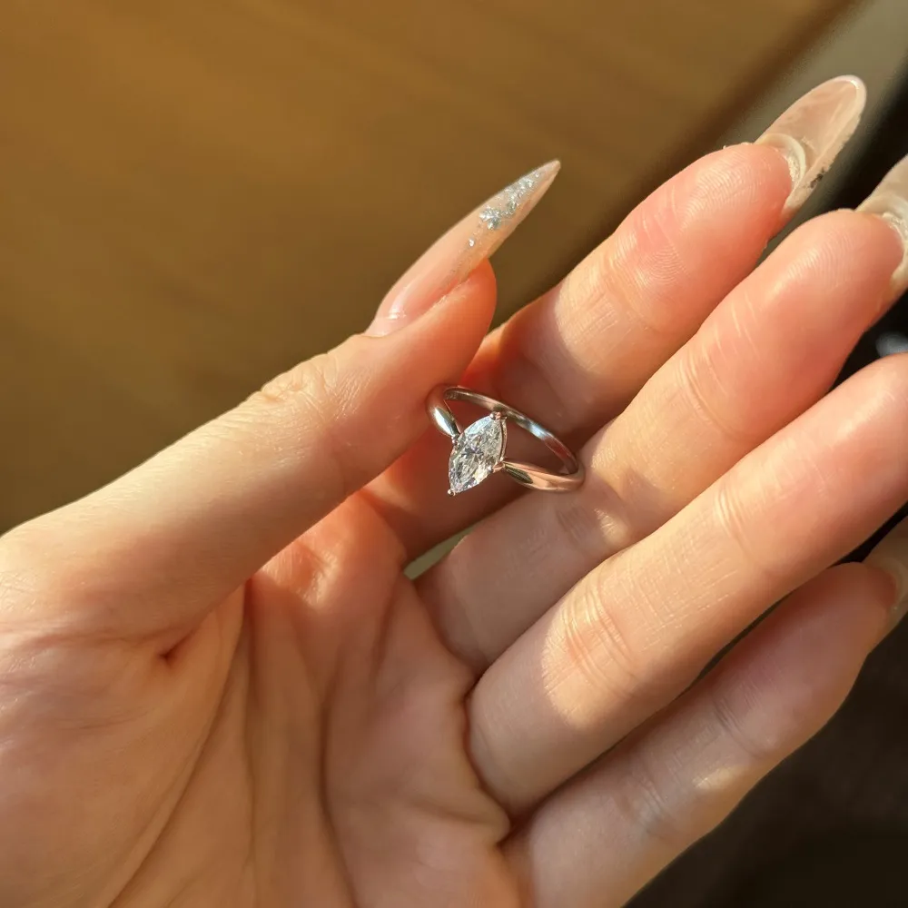 925 Sterling Silver Marquise Zirconia Solitaire Stacking Ring 70200394 - image3