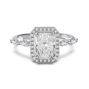 925 Sterling Silver Crushed Ice Radiant Halo Ring 70200396 925 Sterling Silver Crushed Ice Radiant Halo Ring 70200396