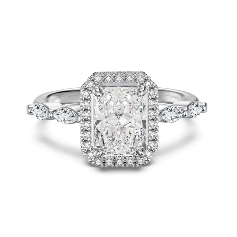 925 Sterling Silver Crushed Ice Radiant Halo Ring 70200396 925 Sterling Silver Crushed Ice Radiant Halo Ring 70200396