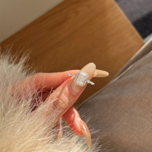 925 Sterling Silver Crushed Ice Radiant Halo Ring 70200396 925 Sterling Silver Crushed Ice Radiant Halo Ring 70200396