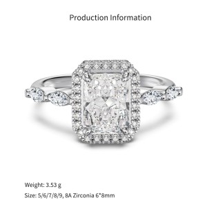 925 Sterling Silver Crushed Ice Radiant Halo Ring 70200396 925 Sterling Silver Crushed Ice Radiant Halo Ring 70200396