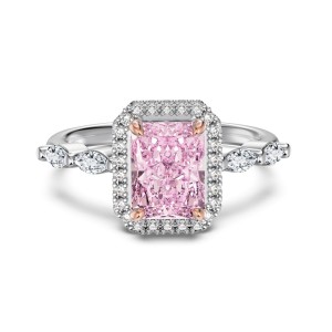 925 Sterling Silver Crushed Ice Radiant Halo Ring 70200396 925 Sterling Silver Crushed Ice Radiant Halo Ring 70200396