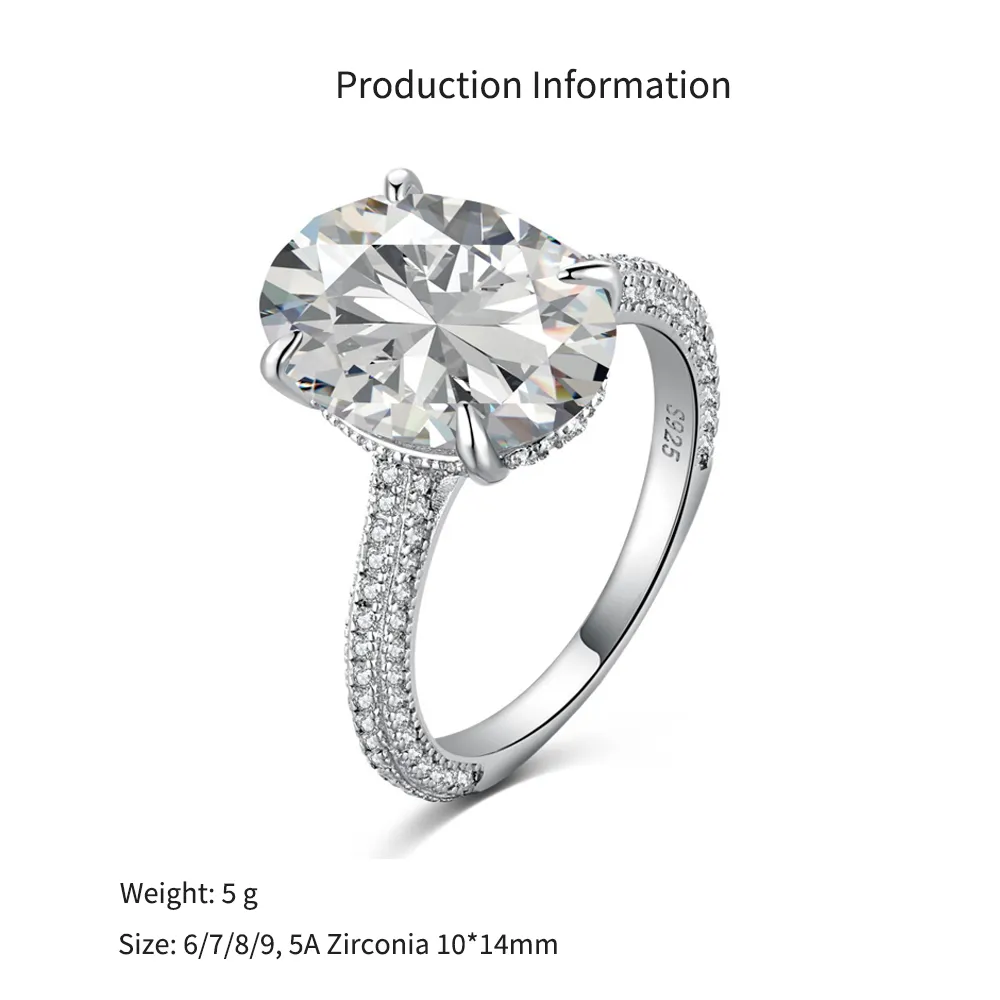 925 Sterling Silver Oval Solitaire Pave Ring 70200397 - image2