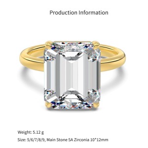 925 Sterling Silver Emerald-Cut Solitaire Ring 70200398