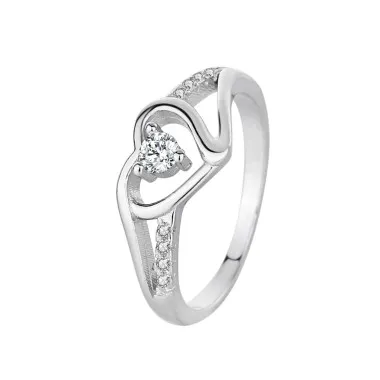 Silver Cubic Zirconia Heart Ring 70300002