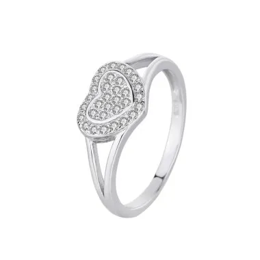 Silver Cubic Zirconia Heart Ring 70300003