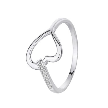 Silver Cubic Zirconia Heart Ring 70300005
