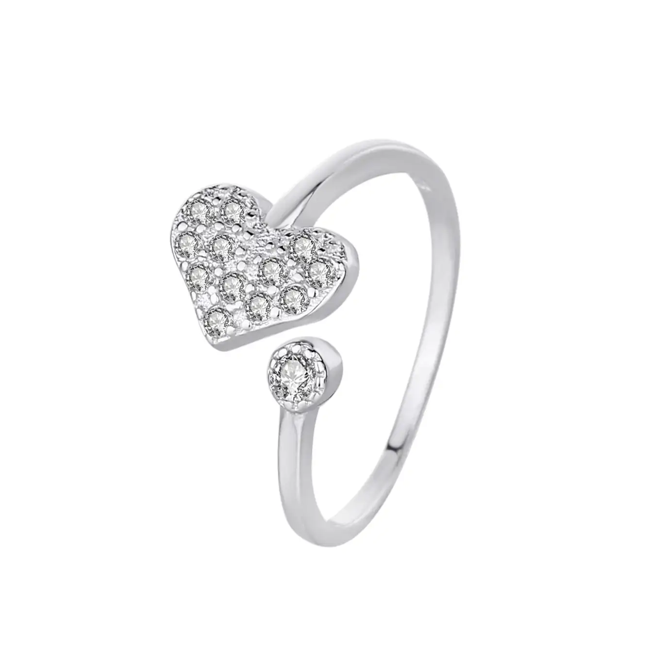 Silver Cubic Zirconia Heart Toe Ring 70300006