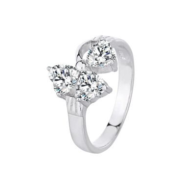 Silver Cubic Zirconia Heart Ring 70300007