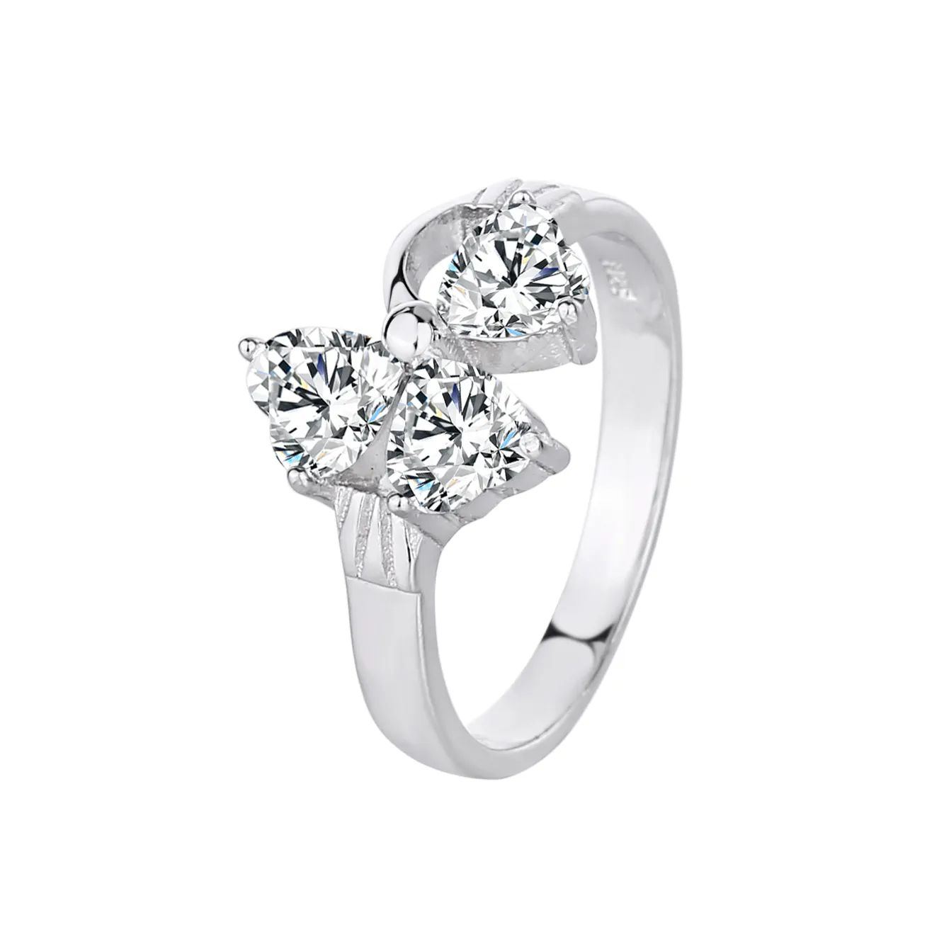 Silver Cubic Zirconia Heart Ring 70300007