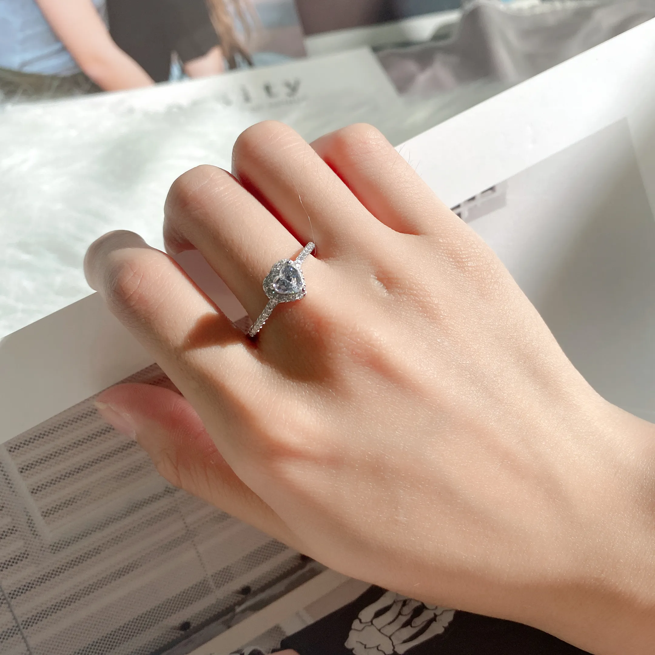 925 Sterling Silver Cubic Zirconia Moissanite Heart Ring 70300008 - image2