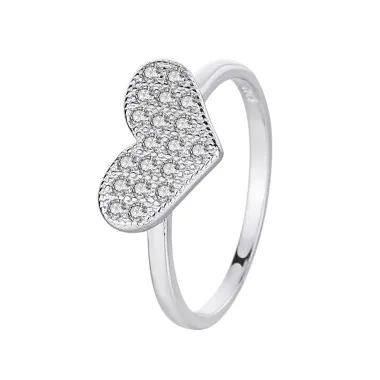 Silver Cubic Zirconia Heart Ring 70300009