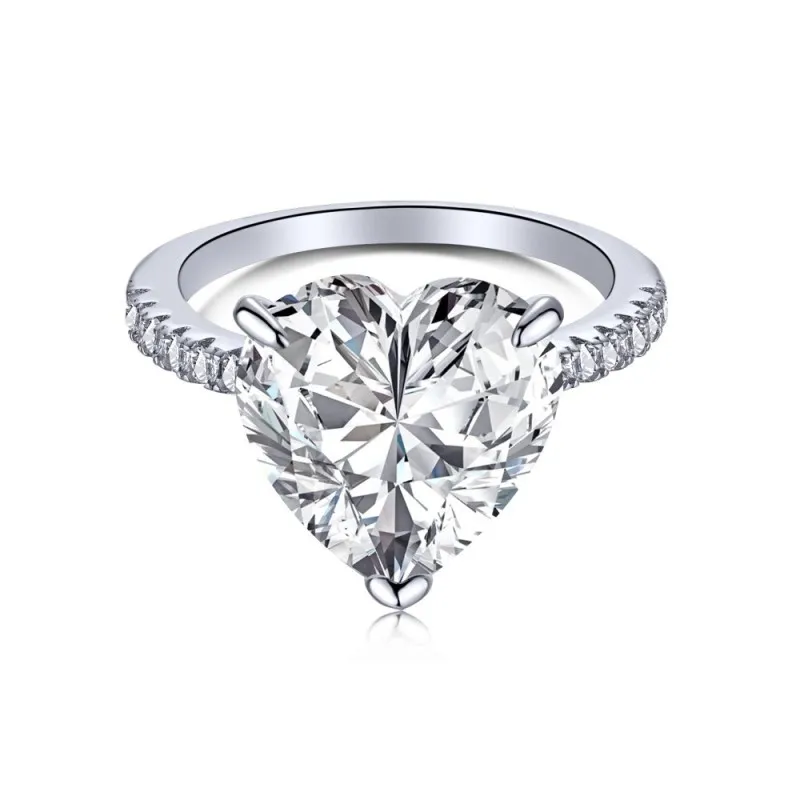 925 Sterling Silver Zirconia 8*8 Love Heart Rings 70300015