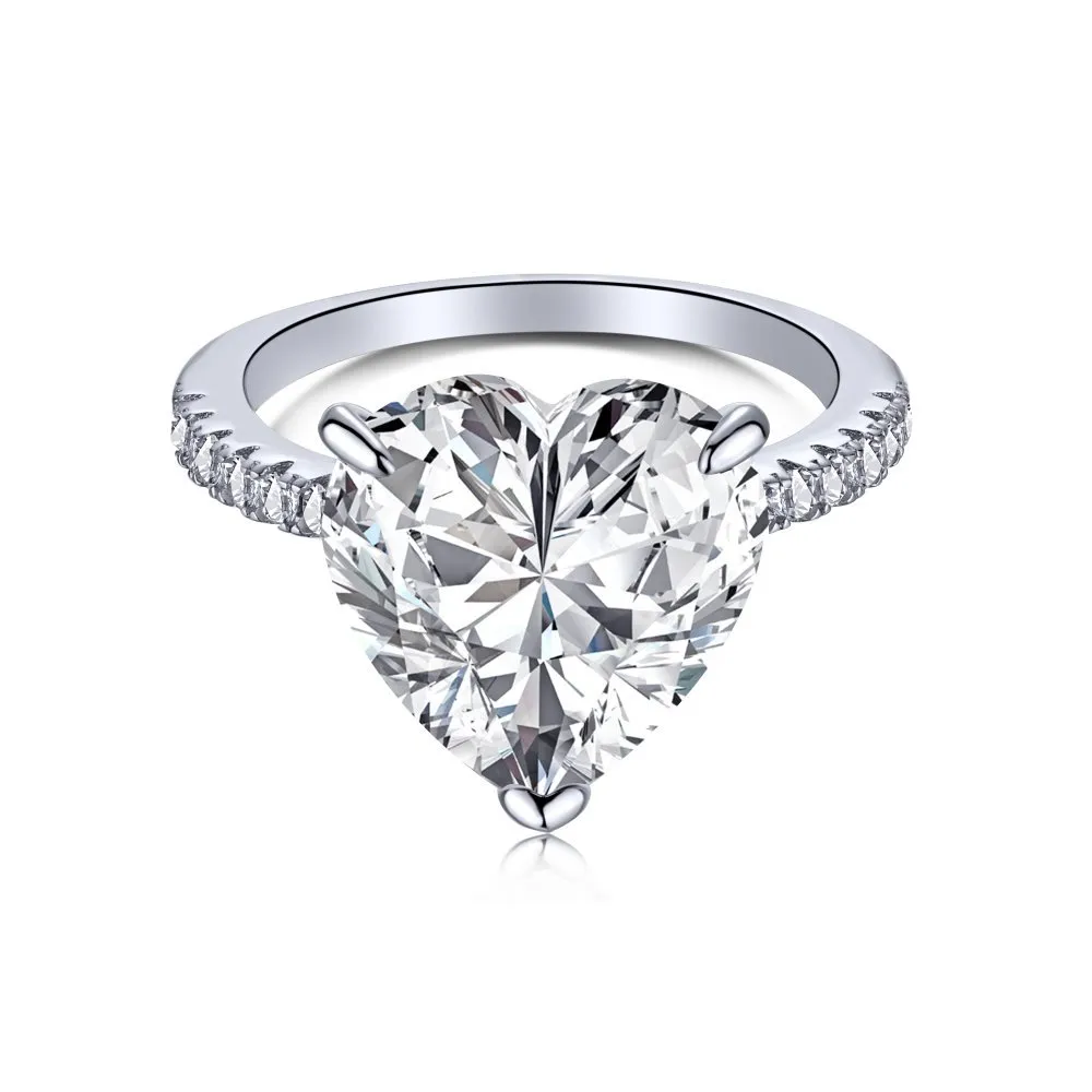 925 Sterling Silver Zirconia 8*8 Love Heart Rings 70300015