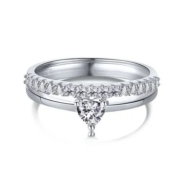 925 Sterling Silver CZ Love Heart Layered Rings 70300017