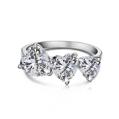 925 Sterling Silver Three Hearts Rings 70300019