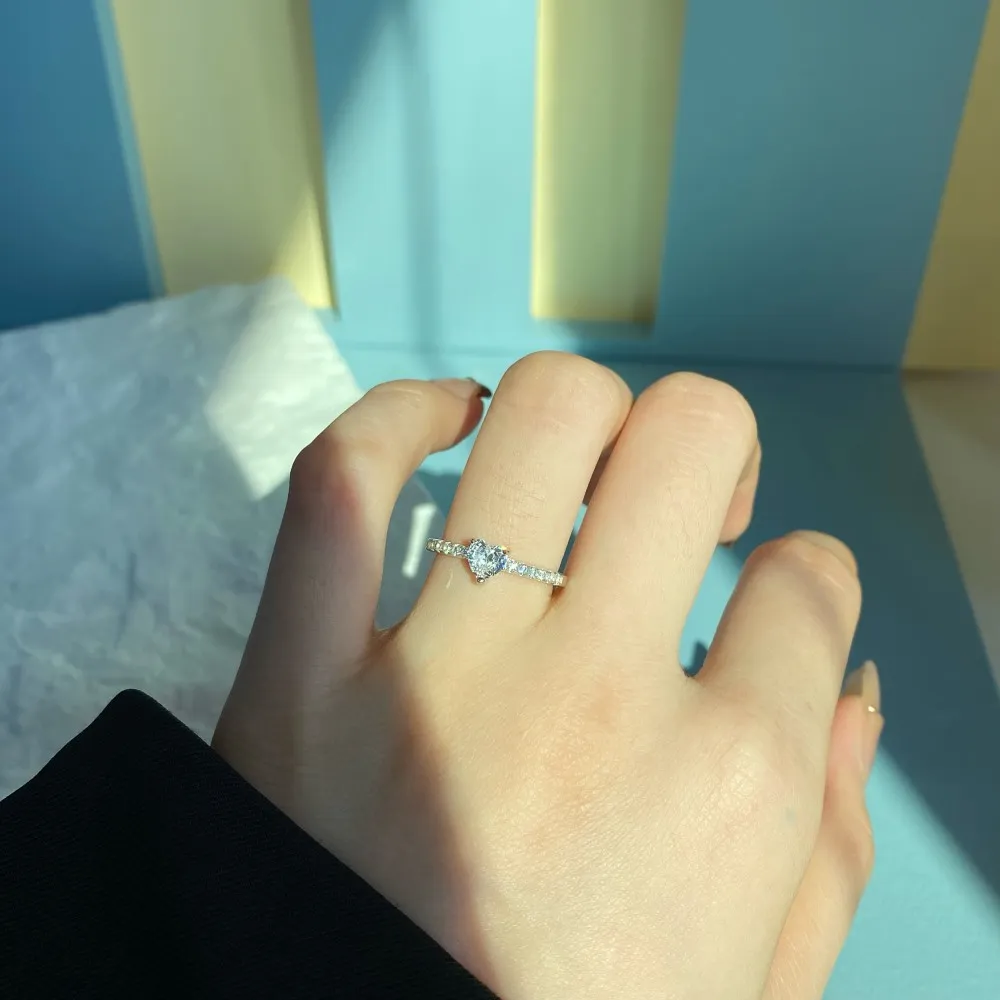 925 Sterling Silver 5A Zirconia Heart Rings 70300021 - image1