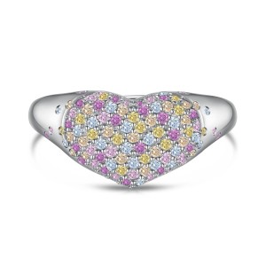 Rainbow Zirconia Heart Wedding Party Ring 70300026