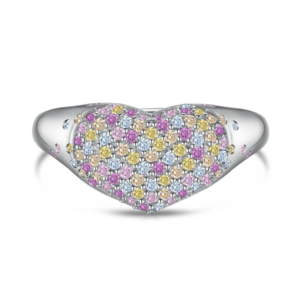 Rainbow Zirconia Heart Wedding Party Ring 70300026