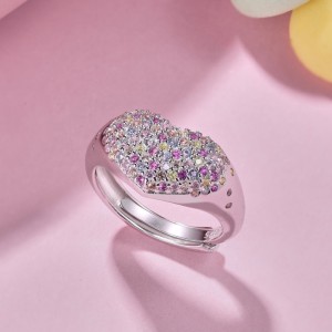 Rainbow Zirconia Heart Wedding Party Ring 70300026