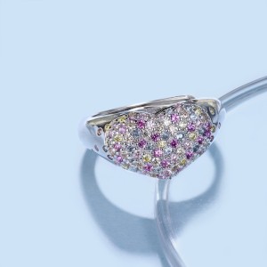 Rainbow Zirconia Heart Wedding Party Ring 70300026