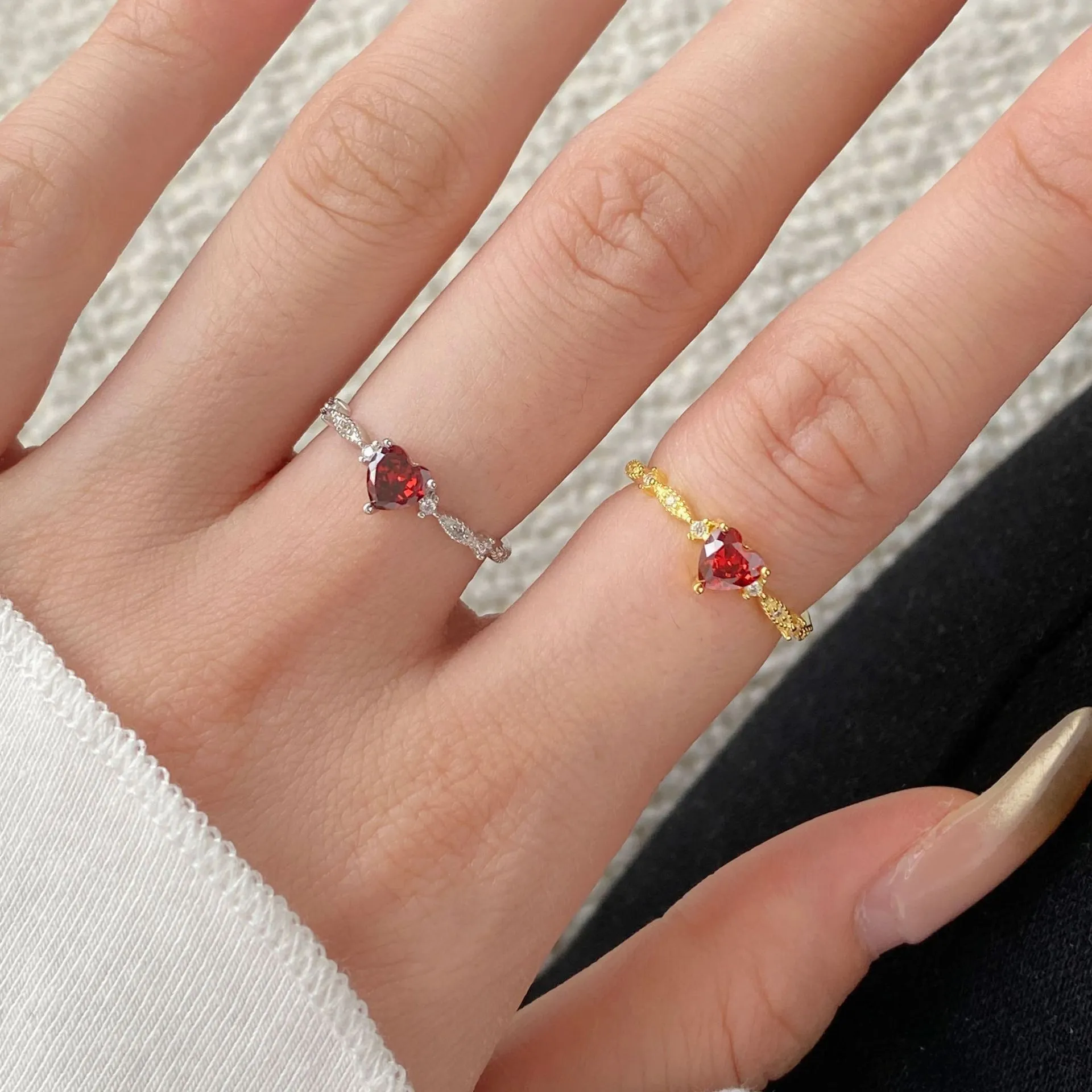 Red Zirconia Heart Wedding Party Ring 70300029 - image1