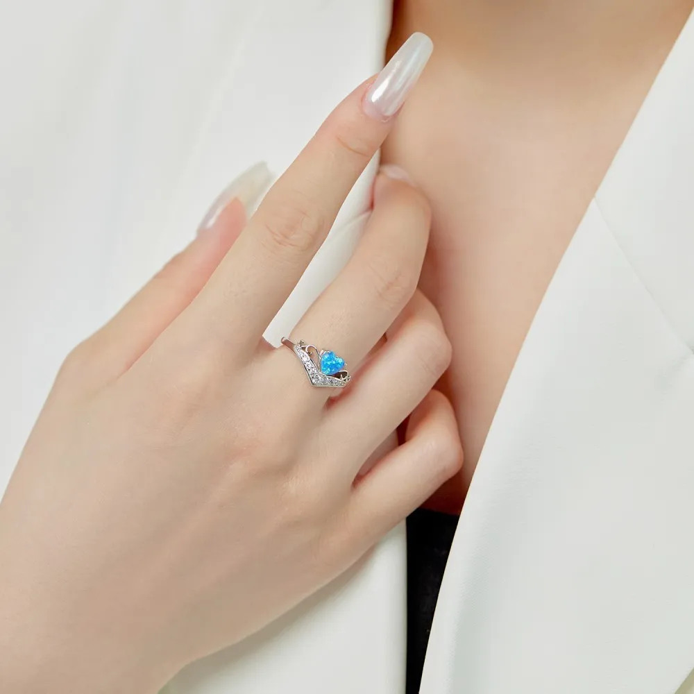 Lab Opal Zirconia Heart Promise Ring 70300033 - image1