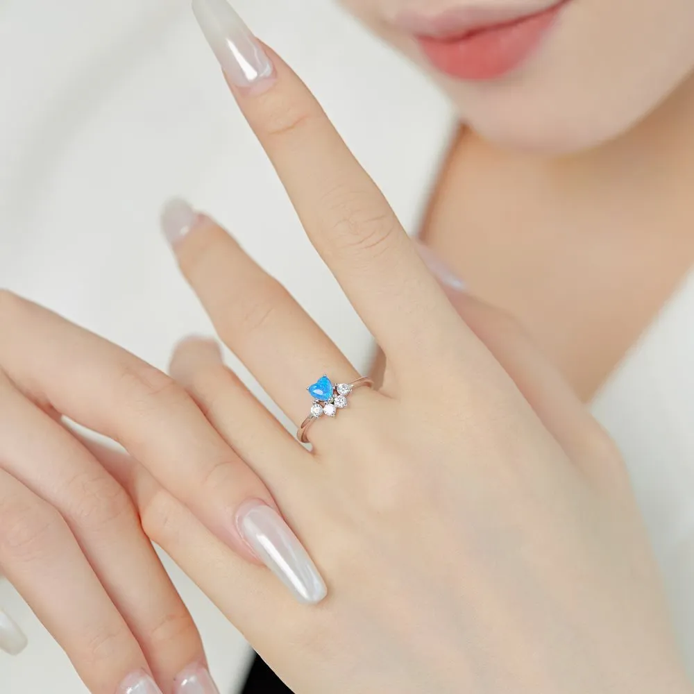 Lab Opal Zirconia Heart Promise Ring 70300034 - image1
