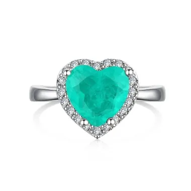 Vintage Paraiba Zirconia Heart Party Ring 70300035