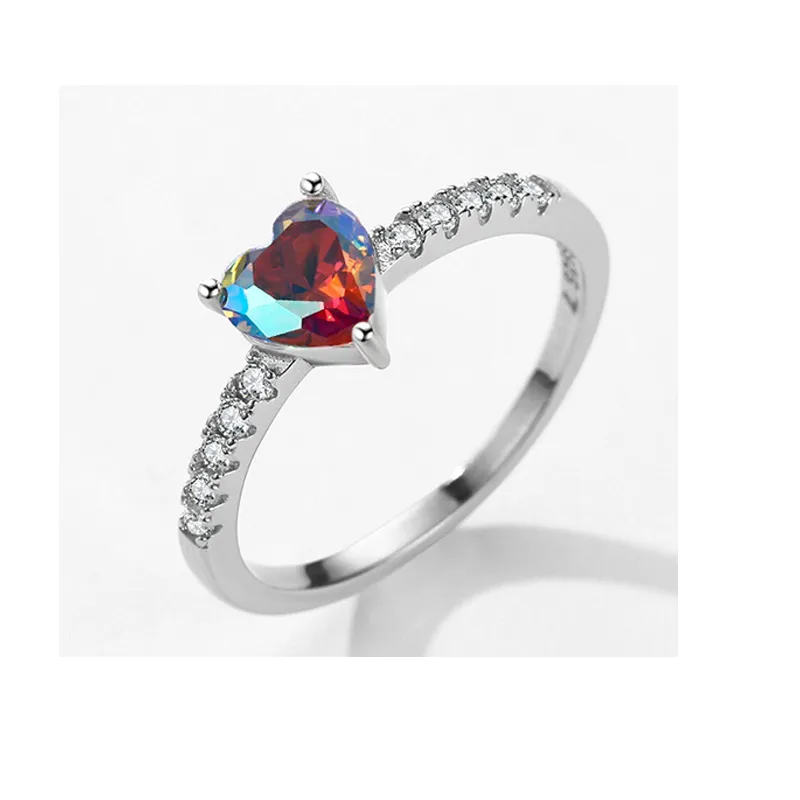 Colorful Heart Zirconia Wedding Party Ring 70300044