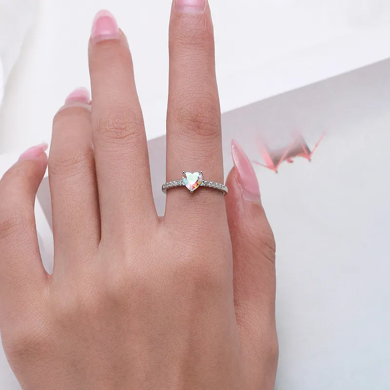 Colorful Heart Zirconia Wedding Party Ring 70300044 - image2