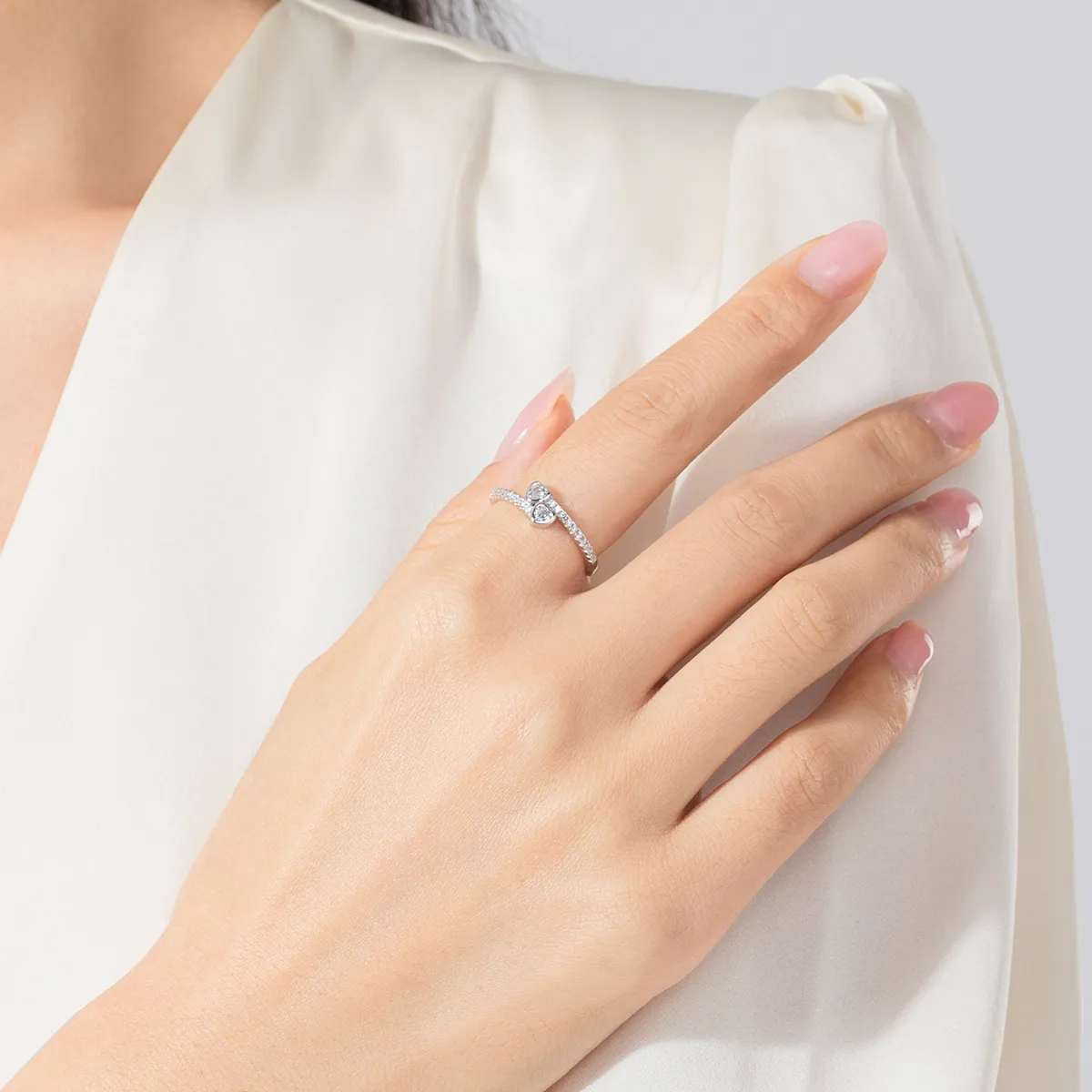 Double Hearts Zirconia Wedding Party Ring 70300045 - image2