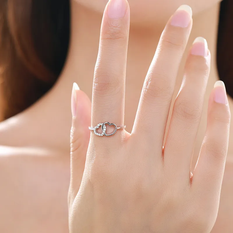 Double Hearts Zirconia Wedding Party Ring 70300052 - image2