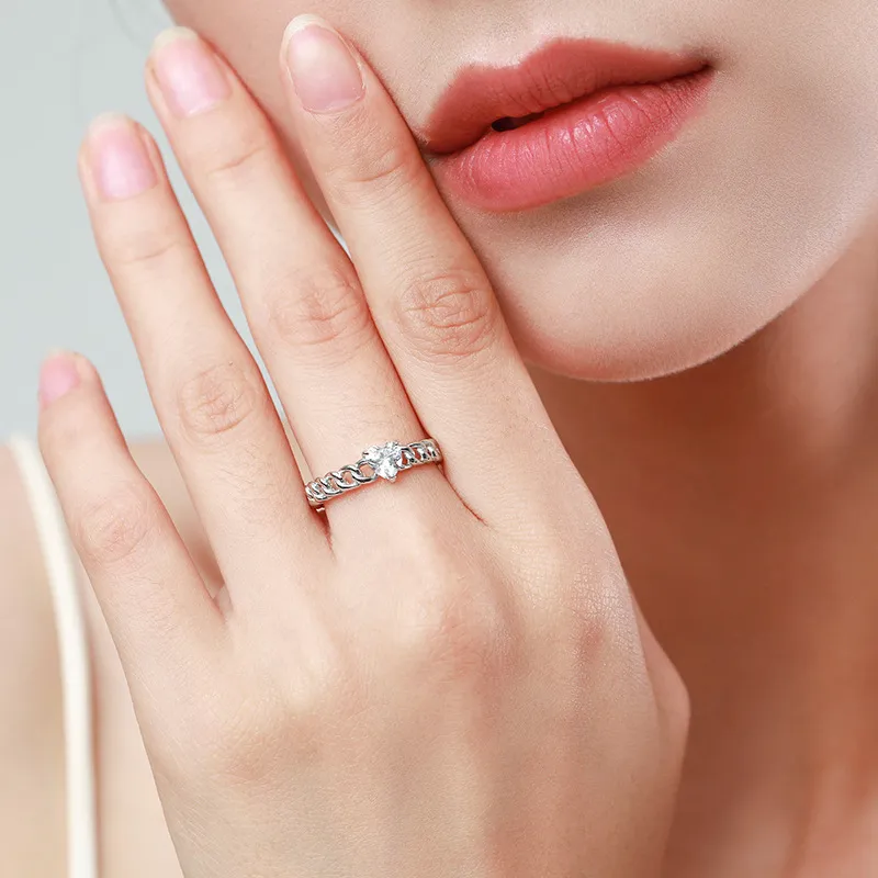 Chain Links Hearts Zirconia Wedding Party Ring 70300057 - image1