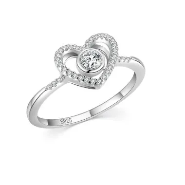 Love Heart Inlaid Zirconia Wedding Party Ring 70300058
