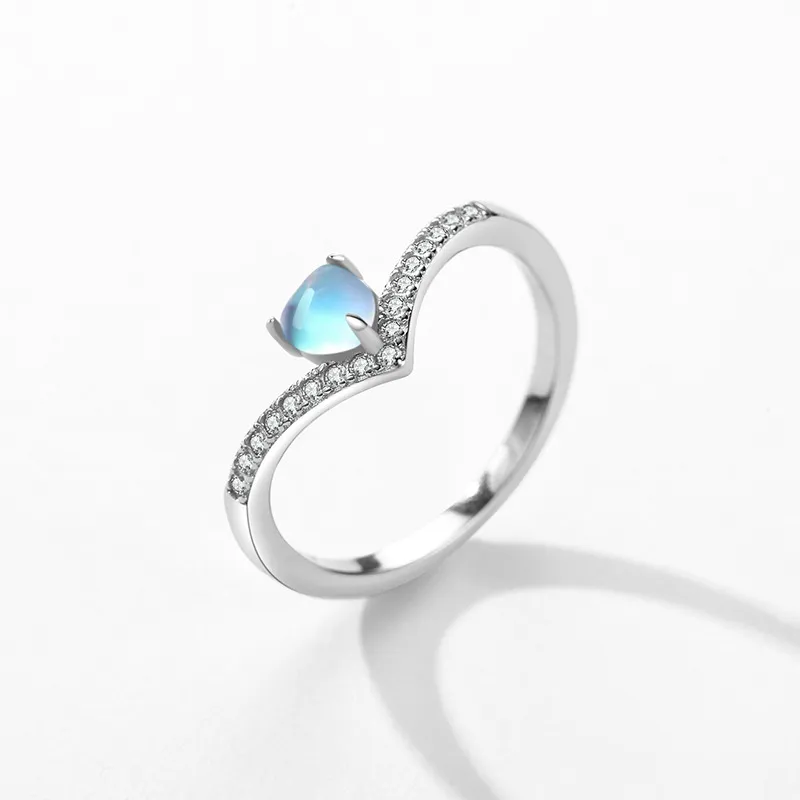 Vintage Heart Stackable Moon Stone Zirconia Ring 70300063 - image1