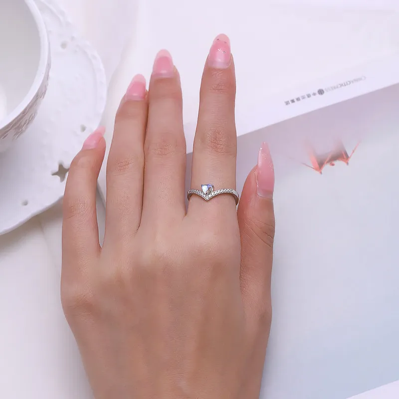 Vintage Heart Stackable Moon Stone Zirconia Ring 70300063 - image2