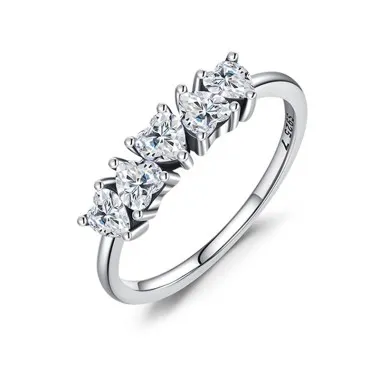 Cluster Hearts Zirconia Wedding Party Ring 70300066