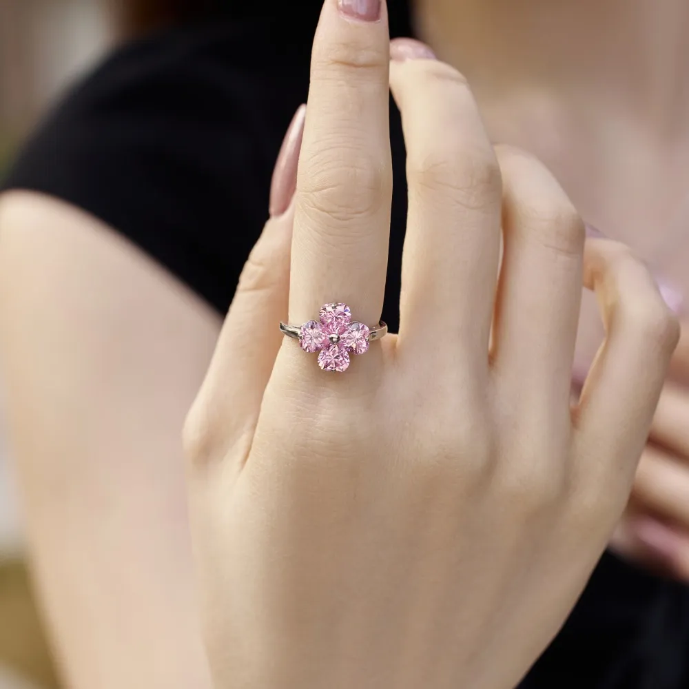 Zirconia Flower Heart Band Ring 70300074 - image2