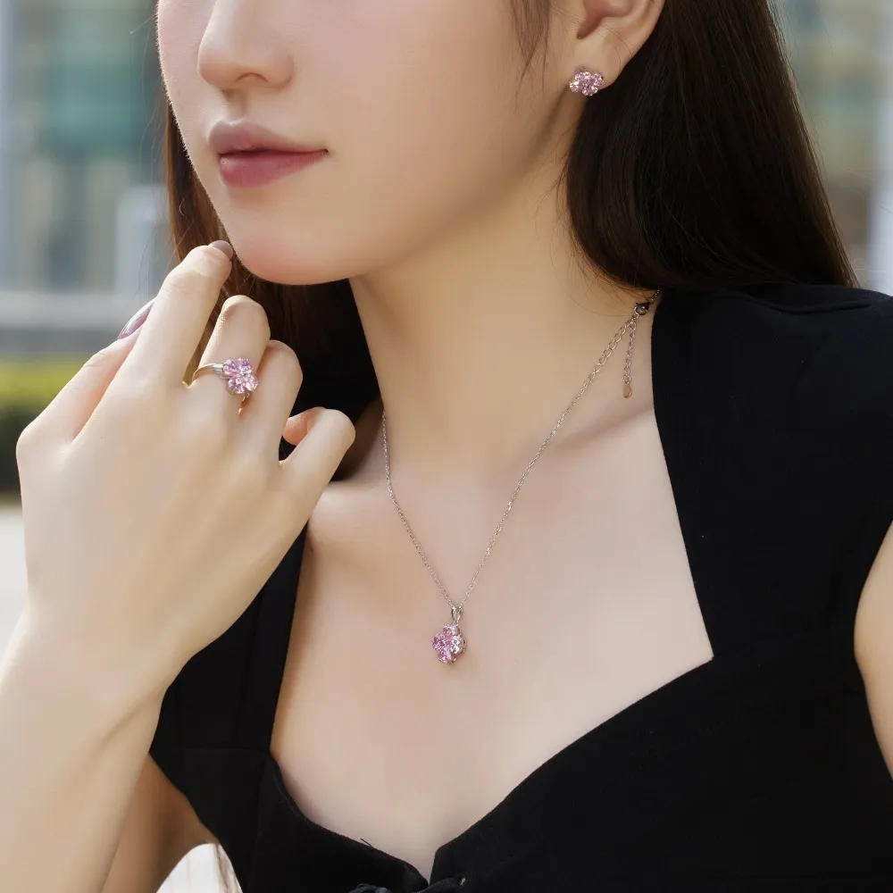 Zirconia Flower Heart Band Ring 70300074 - image3