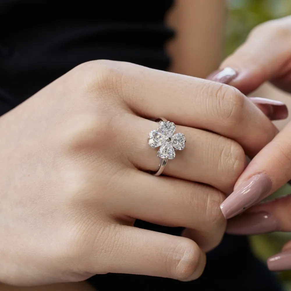 Zirconia Flower Heart Band Ring 70300074 - image4
