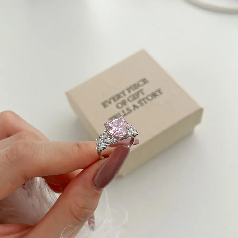5A Pink Zirconia Heart Band Ring 70300075 - image2