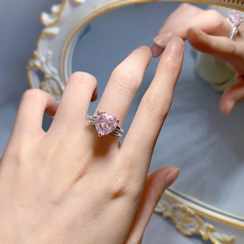 8A High Carbon Pink Zirconia Heart Ring 70300085 - image1