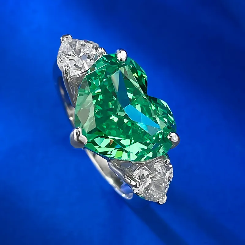 8A High Carbon Emerald Zirconia Heart Ring 70300086 - image2