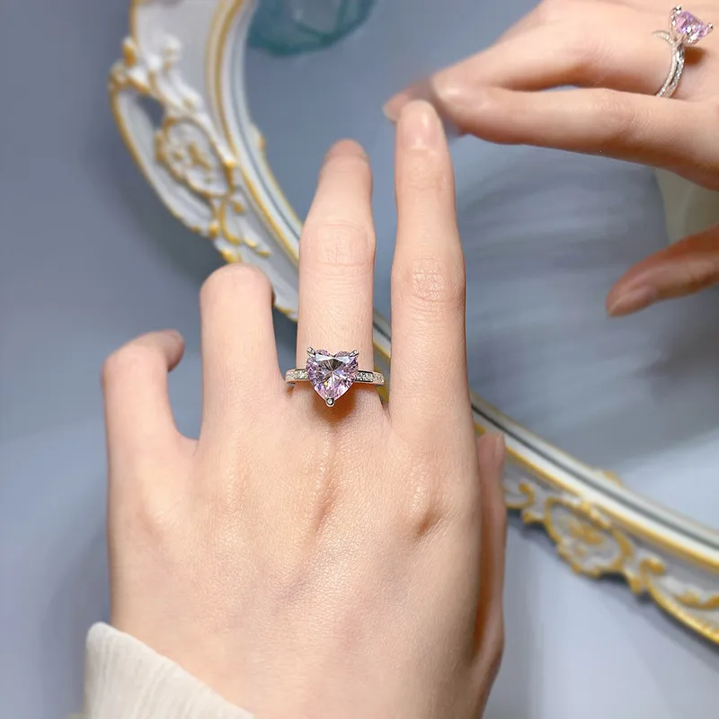 8A High Carbon Pink Zirconia Heart Ring 70300087 - image1