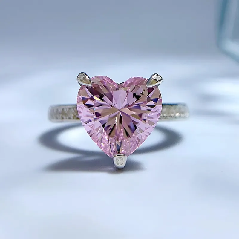 8A High Carbon Pink Zirconia Heart Ring 70300087 - image2