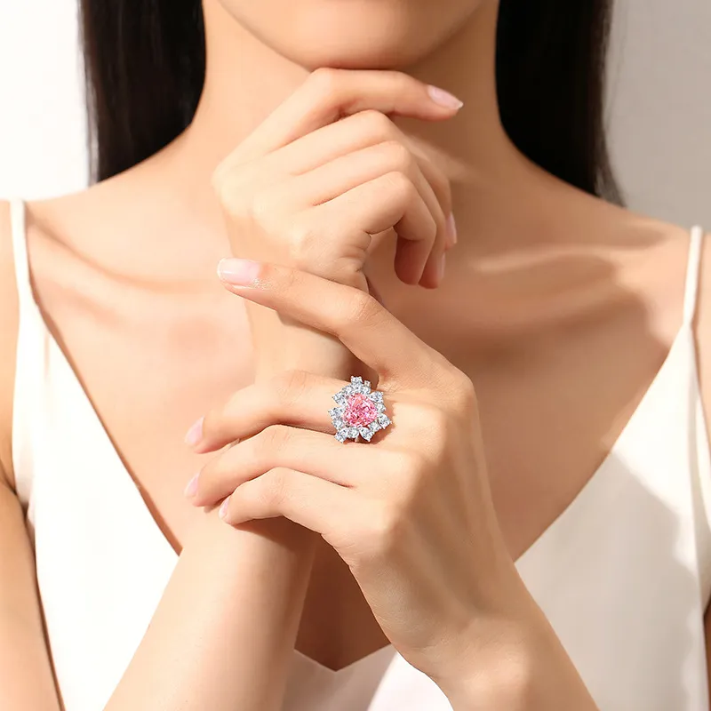 8A High Carbon Flower Zirconia Heart Ring 70300091 - image1